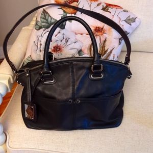 Leather shoulder strap satchel purse Tignanello